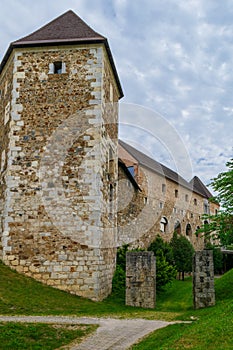 Ljubljana castle viewed from the Pentagonal Tower looking toward the main entrance