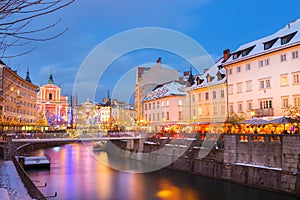 Ljubljana in Christmas time. Slovenia, Europe.