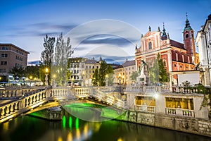 Ljubljana city center - Tromostovje, Slovenia