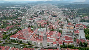 Ljubljana city. Panoramic view from the top.