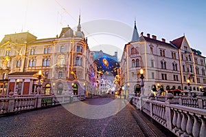 Ljubljana, decorated for Christmas and New Year celebration