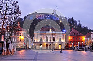 Ljubljana, decorated for New Year's celebration