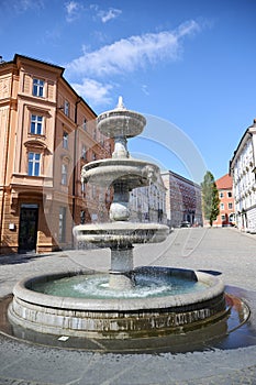 Ljubljana fountain and National and University library, capital of Slovenia