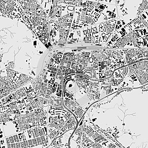 Ljubljana map, Slovenia. Grayscale city map, vector streetmap