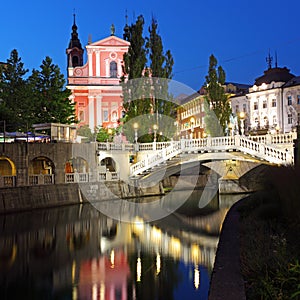 Ljubljana at night, Slovenia