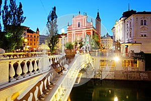 Ljubljana at night, Slovenia