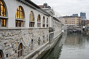 Ljubljana`s central market, Plecnik`s building