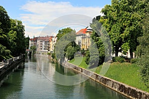 Ljubljana -Slovenia - city centre, view on the river