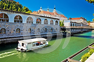 Ljubljanica river of Ljubljana tourist boat photo