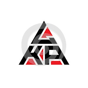 LKA triangle letter logo design with triangle shape. LKA triangle logo design monogram. LKA triangle vector logo template with red