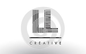 LL L Black and White Lines Letter Logo Design.