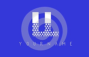 LL L Dotted Letter Logo Design with Blue Background.