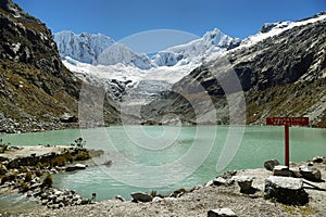 Llaca lagoon, Ocshapalpa peak, and Ranrapalca peak, Peru photo