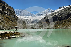 Llaca lagoon, Ocshapalpa peak, and Ranrapalca peak, Peru photo