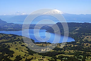 Llaima and Villarrica volcanoes and Lake Villarrica, Chile photo