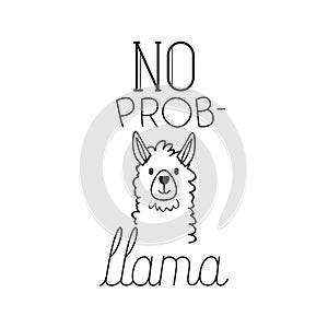 Llama animal with messsage hand made font