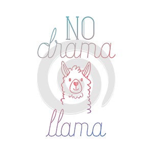 Llama animal with messsage hand made font