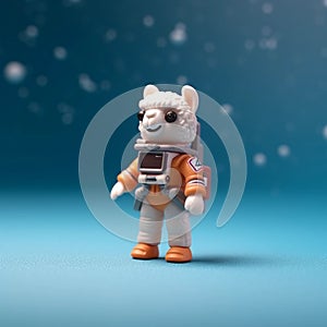 Llama Astronaut Walking on Lunar Surface. Espacial Travel Concept photo