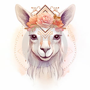 Llama floral boho portrait