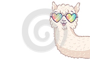 Llama with rainbow glasses