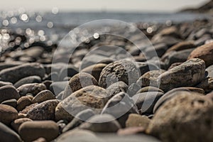 Llanbedrog, North Wales, the UK - the pebble beach.