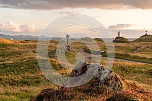 The Llanddwyn island lighthouse, Twr Mawr at Ynys Llanddwyn on Anglesey, North Wales