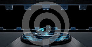 Llanding strip spaceship interior isolated on black background 3