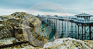 Llandudno pier in Wales during the morning ,United Kingdon photo