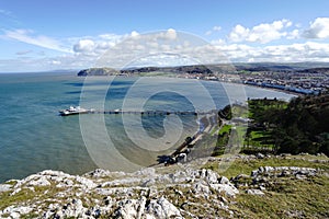 Llandudno victorian pier looking from above on the Great Orme north Wales UK