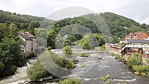 Llangollen Denbighshire north Wales uk River Dee fast flowing through the beautiful Welsh tourist destination