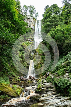 Llanrhaeadr-ym-Mochnant, Pistyll Rhaeadr Waterfall in North Wales, Oswestry, Powys, Wales. photo