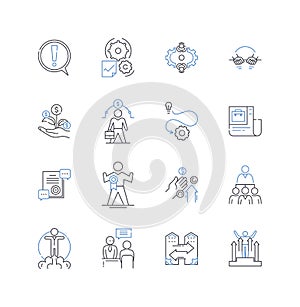 LLC employment line icons collection. Hiring, Employees, Staffing, Benefits, Payroll, Recruiting, Workforce vector and