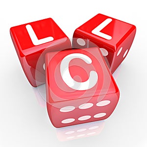 LLC Letters 3 Red Dice Gamble Bet New Business Venture Entrepreneur photo