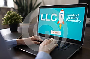 LLC Limited Liability Company. Business strategy and technology concept.