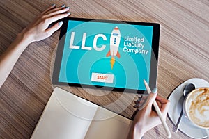 LLC Limited Liability Company. Business strategy and technology concept.