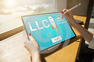 LLC Limited Liability Company. Business strategy and technology concept