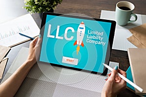 LLC Limited Liability Company. Business strategy and technology concept