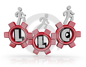 LLC Limited Liability Corporation Acronym People Walking Gears photo