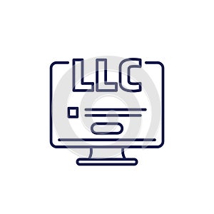 LLC online registration line icon, Limited Liability Company