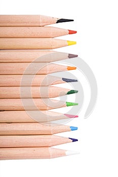 Lline of colored pencils