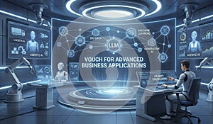 LLM AI technology concept interface screen AI generated