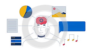 LLM training datasets 2D illustration concept