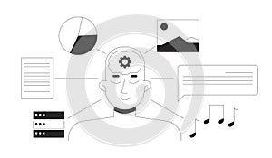 LLM training datasets line illustration concept