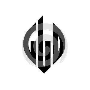 LLO circle letter logo design with circle and ellipse shape. LLO ellipse letters with typographic style. The three initials form a