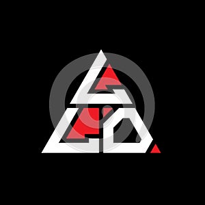LLO triangle letter logo design with triangle shape. LLO triangle logo design monogram. LLO triangle vector logo template with red