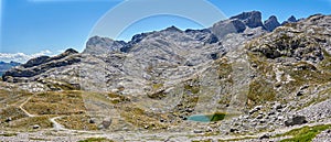Lloroza Lakes. Small high mountain lakes located at 2,020 m. in the central massif of the Picos de Europa. photo