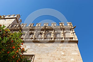The Llotja de la Seda or Lonja de la Seda, Silk Exchange, Valencian Gothic-style civil building in Valencia, Spain photo