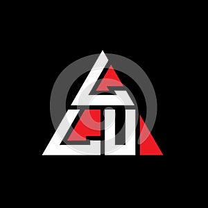 LLU triangle letter logo design with triangle shape. LLU triangle logo design monogram. LLU triangle vector logo template with red