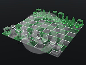 Lluminous green glass chess board