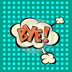 Llustration Bye in comic stile, on cloud